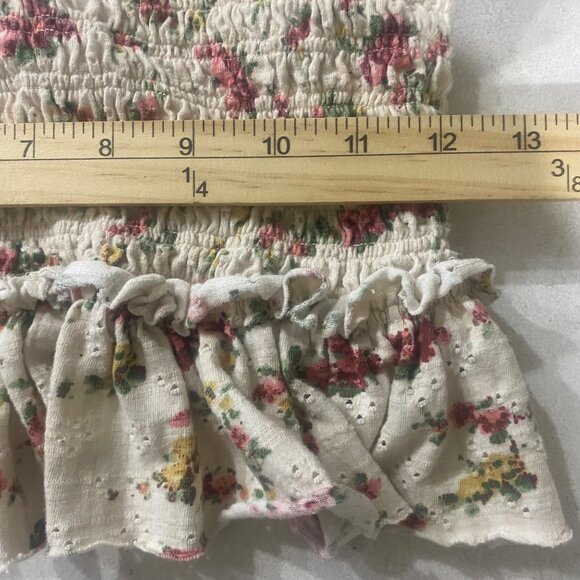 Free People Favorite Top Womens S‎ Pink Floral Smocked Ruffled Peasant Feminine - Picture 13 of 15